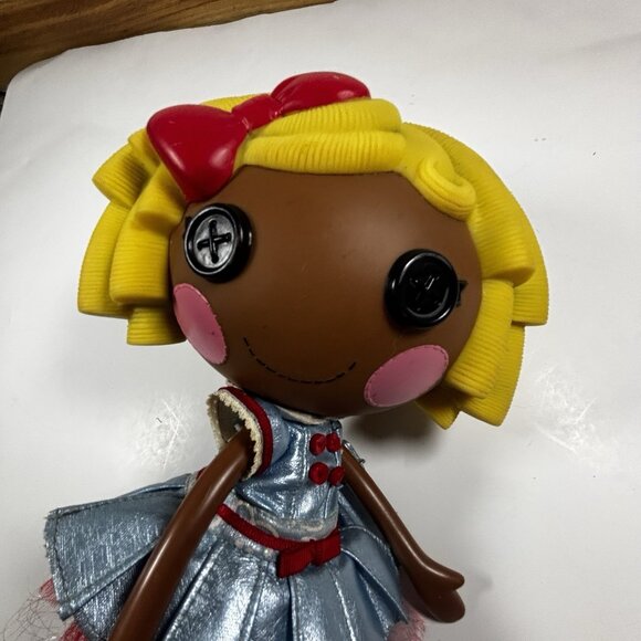 Lalaloopsy Dot Starlight Doll Yellow Hair Red Bow Blue Dress Button Eyes Rare - Picture 3 of 9